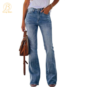 OEM ODM Jeans personalizzati Jeans da donna Jeans da donna a vita alta larghi e sottili fabbrica di jeans a zampa larga dritti