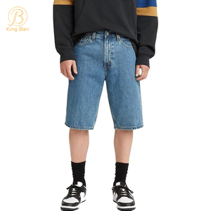 Pantaloncini di jeans larghi con cerniera per uomo, produttore personalizzato ODM OEM, vestibilità ampia, 100% cotone pesante, pantaloni in denim larghi