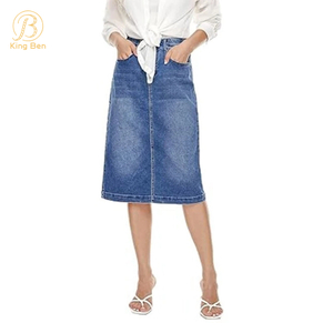 Benvenuto OEM ODM Gonna di jeans a vita alta di nuova moda per le donne Gonne di jeans slim fit di media lunghezza a-line da donna