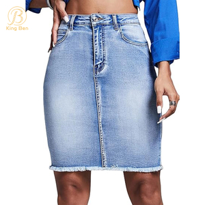 Gonna di jeans estiva OEM ODM Gonna a tubino di media lunghezza all'ingrosso Moda donna Gonne di jeans casual per le donne