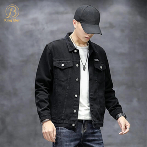 Cappotto di jeans fresco strappato nero moda giacca casual sottile OEM ODM nuovo design