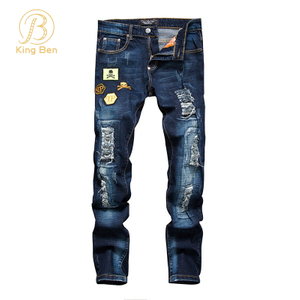 OEM ODM Designer all'ingrosso Blue Jeans Uomo Strappato Pantaloni in denim elasticizzato skinny Jeans da uomo slim Nuovo stile streetwear