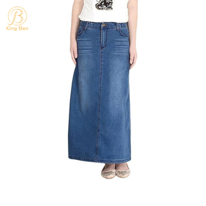 OEM ODM Commercio all'ingrosso personalizzato in cotone da donna blu denim nero lungo Jean gonne donna una linea gonna di jeans casual per le donne