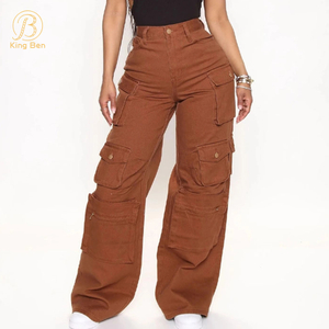 Benvenuto OEM ODM Jeans impilati multicolori Donna Jeans multi-tasche alla moda Pantaloni cargo da donna Nuovo arrivo Jeans all'ingrosso Denim per le donne