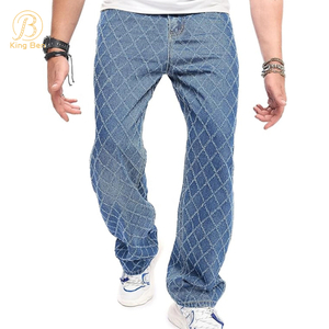 Benvenuto OEM ODM Jeans larghi dritti da uomo Streetwear Jeans da uomo a gamba larga hip-hop Jeans denim invecchiati vintage sbiaditi di alta qualità
