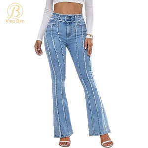Benvenuto OEM ODM Jeans svasati alla moda a vita media skinny in denim di alta qualità da donna