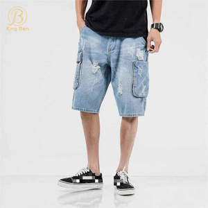 OEM ODM Vendita all'ingrosso su misura per uomo con cerniera e vestibilità ampia, pantaloncini in denim di cotone 100% Jean Factory